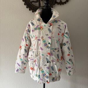 VTG GALLERY Quilted Puffer Jacket Unisex Confetti SzM Retro 90s Disco Y2K Iconic
